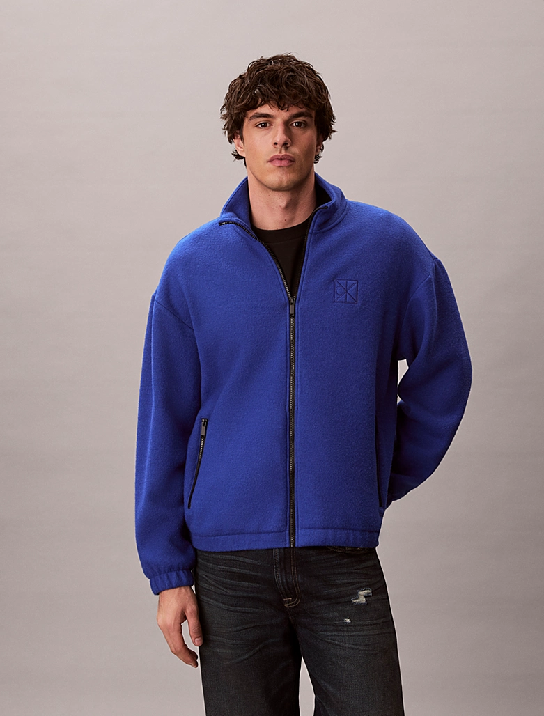 Veste relaxed en polaire de laine mélangée